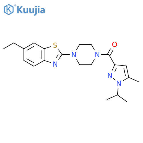 6-ethyl-2-{4-5-methyl-1-(propan-2-yl)-1H-pyrazole-3-carbonylpiperazin-1-yl}-1,3-benzothiazole structure