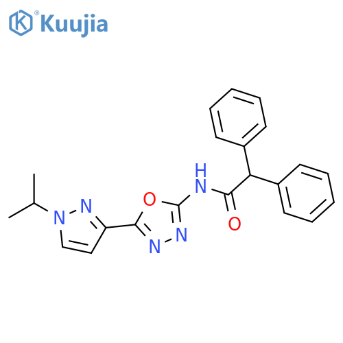 2,2-diphenyl-N-{5-1-(propan-2-yl)-1H-pyrazol-3-yl-1,3,4-oxadiazol-2-yl}acetamide structure
