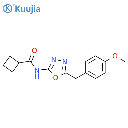 N-{5-[(4-methoxyphenyl)methyl]-1,3,4-oxadiazol-2-yl}cyclobutanecarboxamide structure