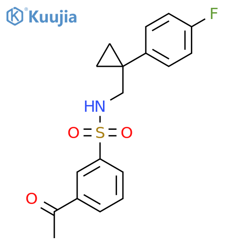 3-acetyl-N-{1-(4-fluorophenyl)cyclopropylmethyl}benzene-1-sulfonamide structure