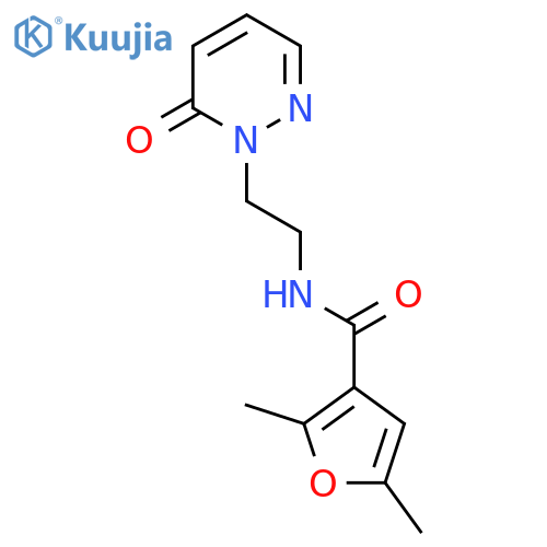 2,5-dimethyl-N-2-(6-oxo-1,6-dihydropyridazin-1-yl)ethylfuran-3-carboxamide structure