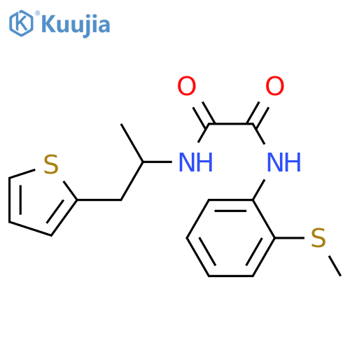 N'-2-(methylsulfanyl)phenyl-N-1-(thiophen-2-yl)propan-2-ylethanediamide structure