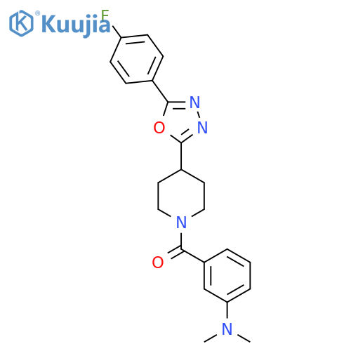 3-{4-5-(4-fluorophenyl)-1,3,4-oxadiazol-2-ylpiperidine-1-carbonyl}-N,N-dimethylaniline structure