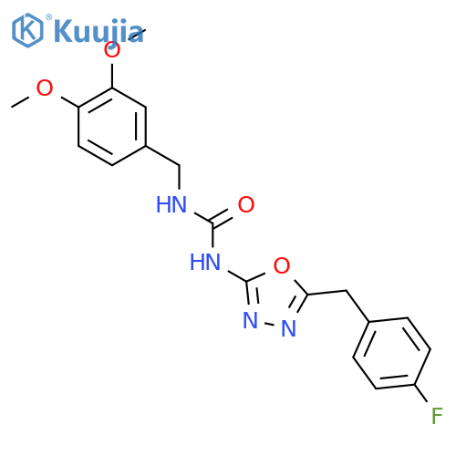 1-(3,4-dimethoxyphenyl)methyl-3-{5-(4-fluorophenyl)methyl-1,3,4-oxadiazol-2-yl}urea structure