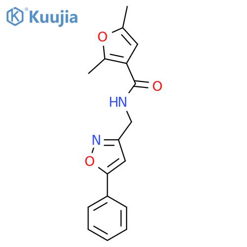2,5-dimethyl-N-(5-phenyl-1,2-oxazol-3-yl)methylfuran-3-carboxamide structure