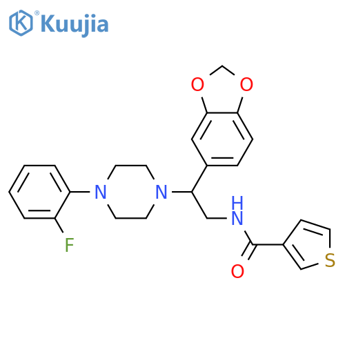 N-2-(2H-1,3-benzodioxol-5-yl)-2-4-(2-fluorophenyl)piperazin-1-ylethylthiophene-3-carboxamide structure