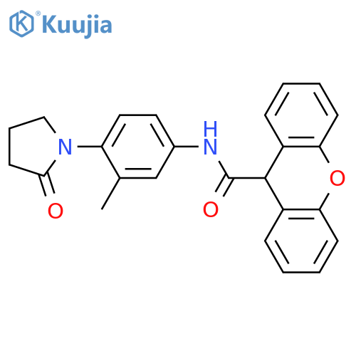 N-[3-methyl-4-(2-oxopyrrolidin-1-yl)phenyl]-9H-xanthene-9-carboxamide structure