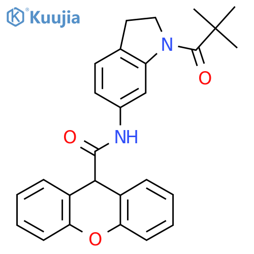 N-1-(2,2-dimethylpropanoyl)-2,3-dihydro-1H-indol-6-yl-9H-xanthene-9-carboxamide structure