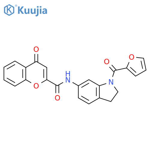 N-1-(furan-2-carbonyl)-2,3-dihydro-1H-indol-6-yl-4-oxo-4H-chromene-2-carboxamide structure