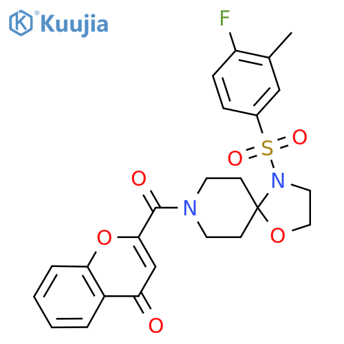 2-4-(4-fluoro-3-methylbenzenesulfonyl)-1-oxa-4,8-diazaspiro4.5decane-8-carbonyl-4H-chromen-4-one structure
