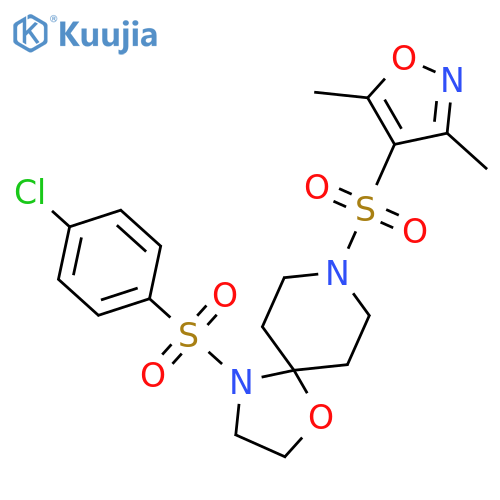 4-(4-chlorobenzenesulfonyl)-8-(3,5-dimethyl-1,2-oxazol-4-yl)sulfonyl-1-oxa-4,8-diazaspiro4.5decane structure