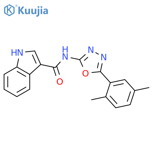 N-5-(2,5-dimethylphenyl)-1,3,4-oxadiazol-2-yl-1H-indole-3-carboxamide structure