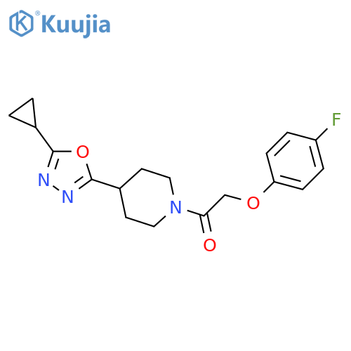 1-4-(5-cyclopropyl-1,3,4-oxadiazol-2-yl)piperidin-1-yl-2-(4-fluorophenoxy)ethan-1-one structure