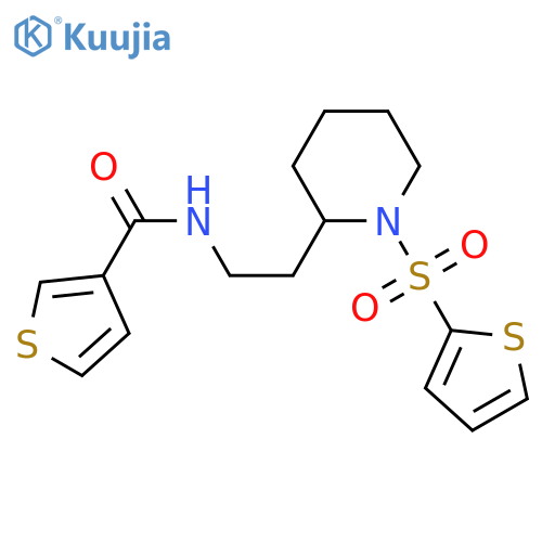 N-{2-1-(thiophene-2-sulfonyl)piperidin-2-ylethyl}thiophene-3-carboxamide structure
