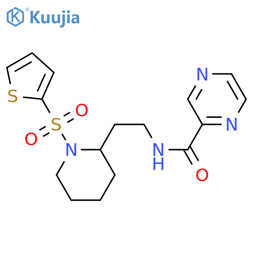 N-{2-[1-(thiophene-2-sulfonyl)piperidin-2-yl]ethyl}pyrazine-2-carboxamide structure
