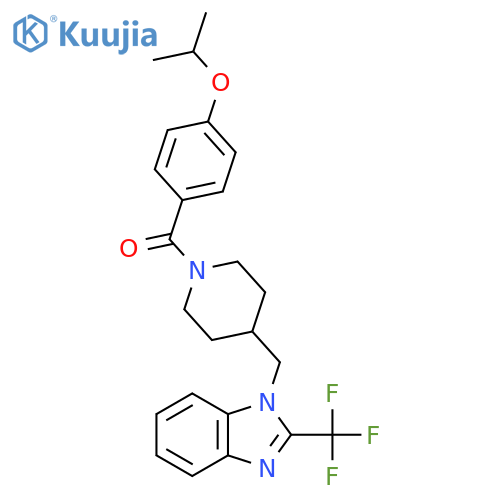 1-({1-4-(propan-2-yloxy)benzoylpiperidin-4-yl}methyl)-2-(trifluoromethyl)-1H-1,3-benzodiazole structure