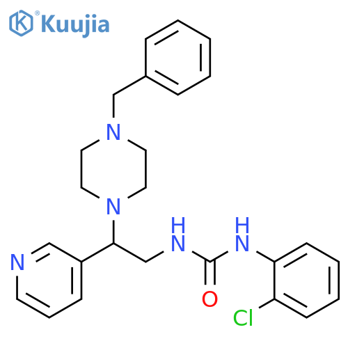 1-2-(4-benzylpiperazin-1-yl)-2-(pyridin-3-yl)ethyl-3-(2-chlorophenyl)urea structure