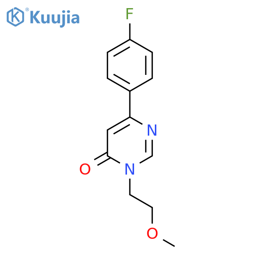 6-(4-fluorophenyl)-3-(2-methoxyethyl)-3,4-dihydropyrimidin-4-one structure