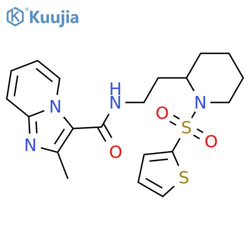 2-methyl-N-{2-1-(thiophene-2-sulfonyl)piperidin-2-ylethyl}imidazo1,2-apyridine-3-carboxamide structure
