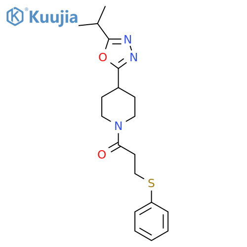 3-(phenylsulfanyl)-1-{4-5-(propan-2-yl)-1,3,4-oxadiazol-2-ylpiperidin-1-yl}propan-1-one structure