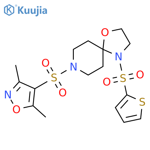 8-(3,5-dimethyl-1,2-oxazol-4-yl)sulfonyl-4-(thiophene-2-sulfonyl)-1-oxa-4,8-diazaspiro4.5decane structure