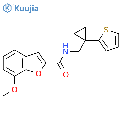 7-methoxy-N-{1-(thiophen-2-yl)cyclopropylmethyl}-1-benzofuran-2-carboxamide structure
