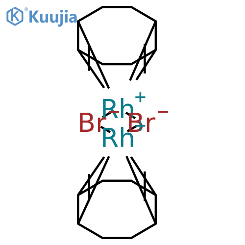 di-mu-bromo-bis((1,5-cyclooctadiene)rhodium(II)) structure
