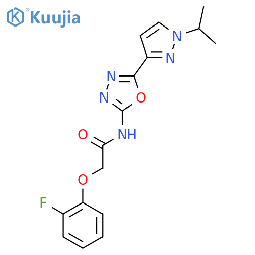 2-(2-fluorophenoxy)-N-{5-1-(propan-2-yl)-1H-pyrazol-3-yl-1,3,4-oxadiazol-2-yl}acetamide structure