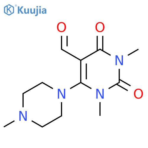 1,3-dimethyl-6-(4-methylpiperazin-1-yl)-2,4-dioxo-1,2,3,4-tetrahydropyrimidine-5-carbaldehyde structure