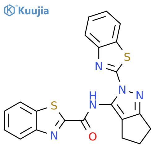 2-Benzothiazolecarboxamide, N-[2-(2-benzothiazolyl)-2,4,5,6-tetrahydro-3-cyclopentapyrazolyl]- structure