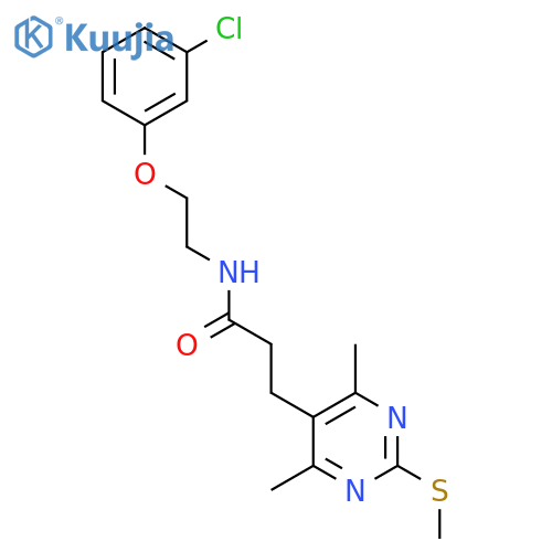 N-[2-(3-chlorophenoxy)ethyl]-3-[4,6-dimethyl-2-(methylsulfanyl)pyrimidin-5-yl]propanamide structure