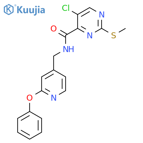 5-chloro-2-(methylsulfanyl)-N-[(2-phenoxypyridin-4-yl)methyl]pyrimidine-4-carboxamide structure