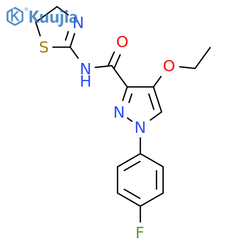 N-(4,5-dihydro-1,3-thiazol-2-yl)-4-ethoxy-1-(4-fluorophenyl)-1H-pyrazole-3-carboxamide structure