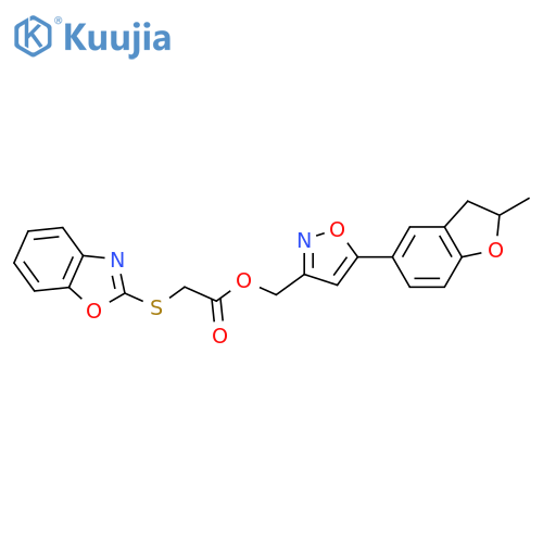 5-(2-methyl-2,3-dihydro-1-benzofuran-5-yl)-1,2-oxazol-3-ylmethyl 2-(1,3-benzoxazol-2-ylsulfanyl)acetate structure