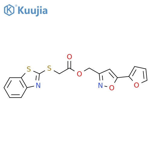 5-(furan-2-yl)-1,2-oxazol-3-ylmethyl 2-(1,3-benzothiazol-2-ylsulfanyl)acetate structure