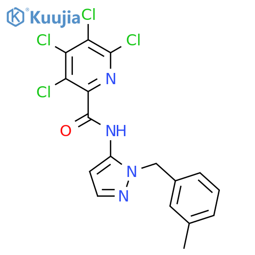 3,4,5,6-tetrachloro-N-{1-[(3-methylphenyl)methyl]-1H-pyrazol-5-yl}pyridine-2-carboxamide structure