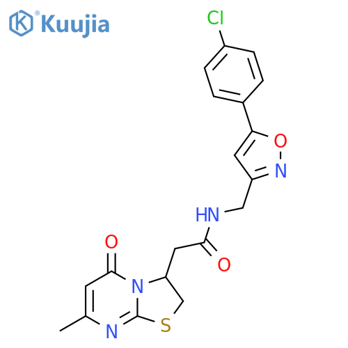 N-{5-(4-chlorophenyl)-1,2-oxazol-3-ylmethyl}-2-{7-methyl-5-oxo-2H,3H,5H-1,3thiazolo3,2-apyrimidin-3-yl}acetamide structure