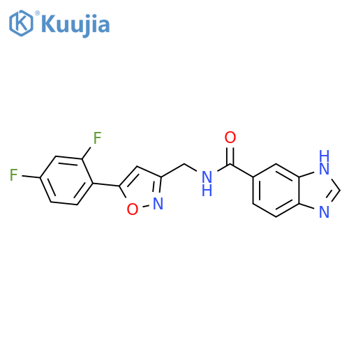 N-{[5-(2,4-difluorophenyl)-1,2-oxazol-3-yl]methyl}-1H-1,3-benzodiazole-5-carboxamide structure