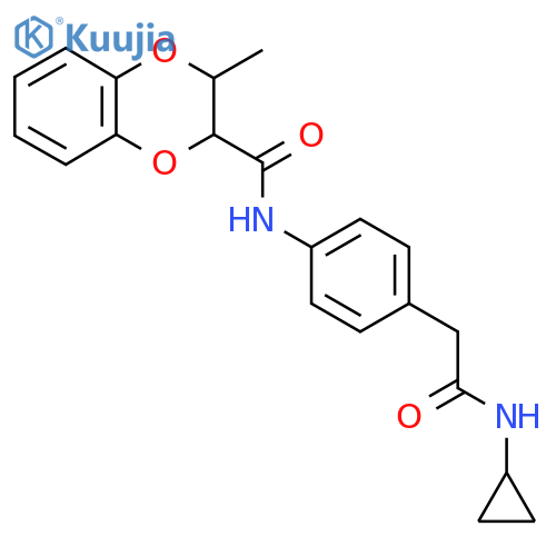 N-{4-(cyclopropylcarbamoyl)methylphenyl}-3-methyl-2,3-dihydro-1,4-benzodioxine-2-carboxamide structure