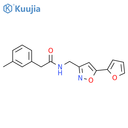 N-{5-(furan-2-yl)-1,2-oxazol-3-ylmethyl}-2-(3-methylphenyl)acetamide structure