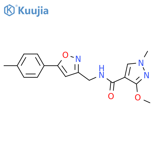 3-methoxy-1-methyl-N-{5-(4-methylphenyl)-1,2-oxazol-3-ylmethyl}-1H-pyrazole-4-carboxamide structure