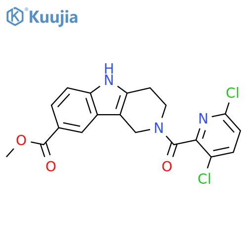 methyl 2-(3,6-dichloropyridine-2-carbonyl)-1H,2H,3H,4H,5H-pyrido[4,3-b]indole-8-carboxylate structure
