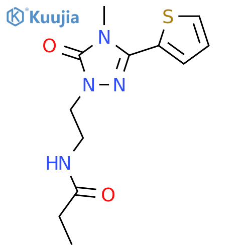N-{2-4-methyl-5-oxo-3-(thiophen-2-yl)-4,5-dihydro-1H-1,2,4-triazol-1-ylethyl}propanamide structure