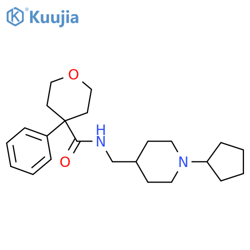 N-(1-cyclopentylpiperidin-4-yl)methyl-4-phenyloxane-4-carboxamide structure