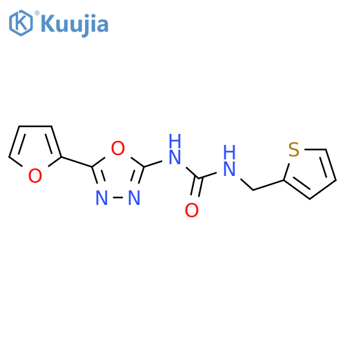 3-5-(furan-2-yl)-1,3,4-oxadiazol-2-yl-1-(thiophen-2-yl)methylurea structure