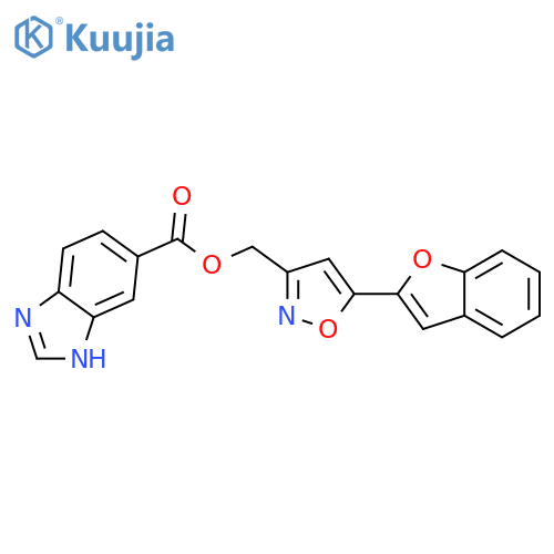 5-(1-benzofuran-2-yl)-1,2-oxazol-3-ylmethyl 1H-1,3-benzodiazole-5-carboxylate structure