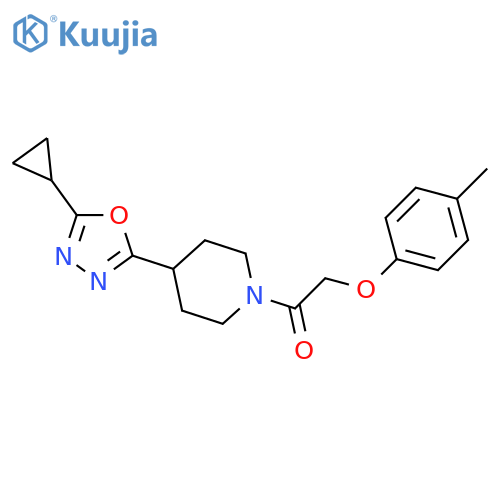 1-4-(5-cyclopropyl-1,3,4-oxadiazol-2-yl)piperidin-1-yl-2-(4-methylphenoxy)ethan-1-one structure