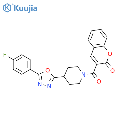 3-{4-5-(4-fluorophenyl)-1,3,4-oxadiazol-2-ylpiperidine-1-carbonyl}-2H-chromen-2-one structure