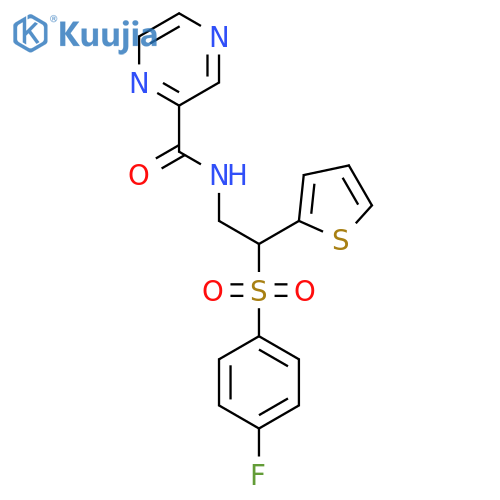 N-[2-(4-fluorobenzenesulfonyl)-2-(thiophen-2-yl)ethyl]pyrazine-2-carboxamide structure