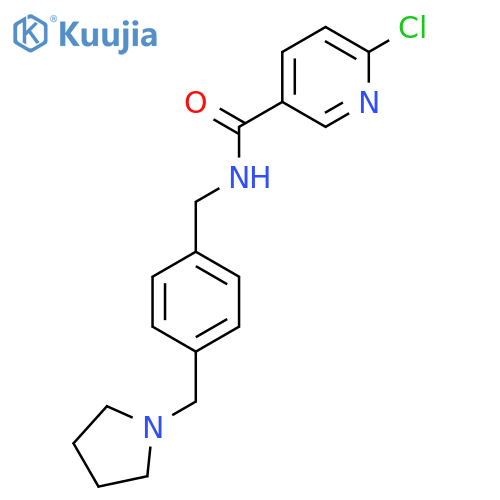 6-chloro-N-({4-[(pyrrolidin-1-yl)methyl]phenyl}methyl)pyridine-3-carboxamide structure